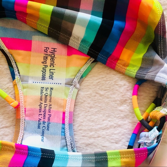 Raisins Neon Stripe Mesh Tie Bikini Bottoms NWT - Picture 9 of 12